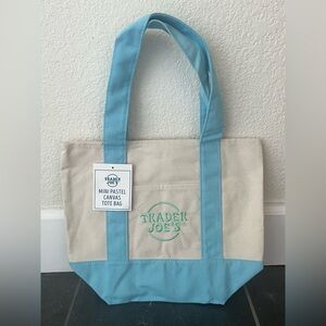Brand New With Tag Trader Joe’s Mini Canvas Tote Bag - Light Pastel Blue